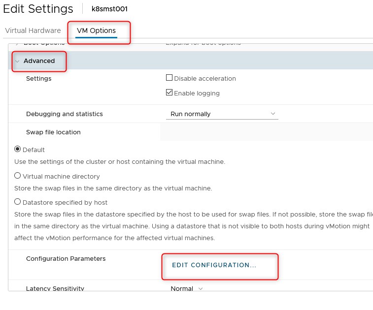 Configuration vmware pour disk.EnableUUID 02