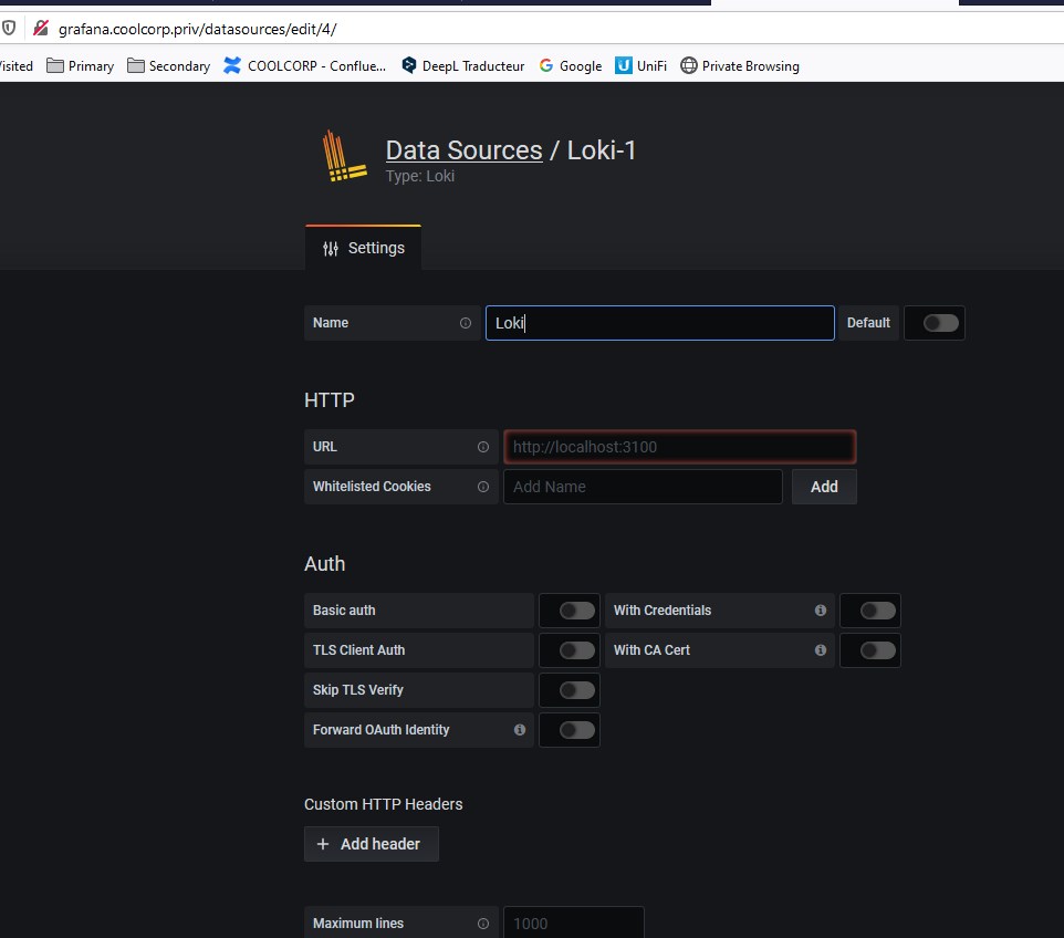 Ajout de Loki dans grafana